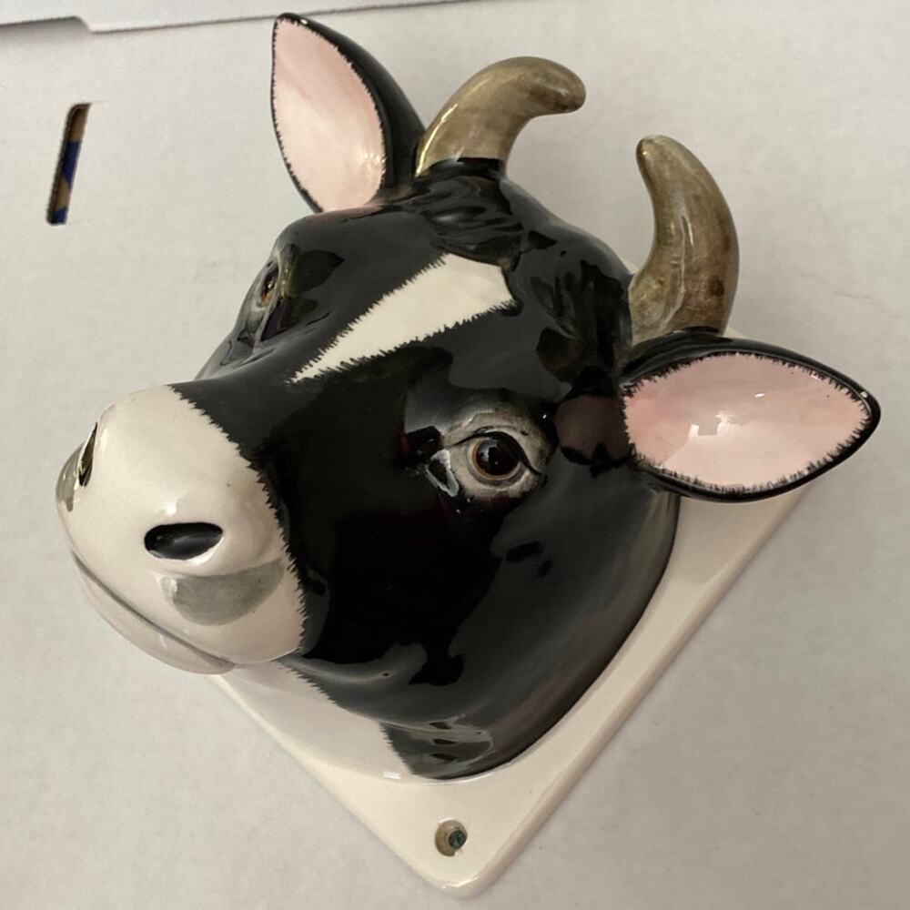 Vintage Cow Bull Head Ceramic Wall Mount Farm Decor Made in Japan Farmyard - Picture 3 of 11